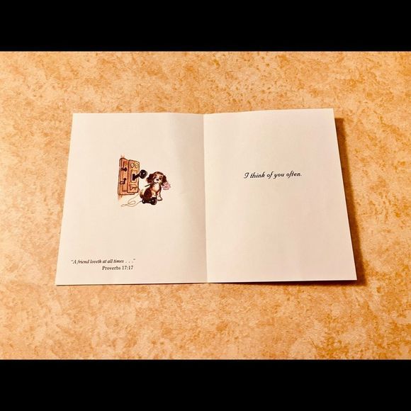 Vintage Thinking Of You Card Pink Girl Religious 2000 - Picture 3 of 4